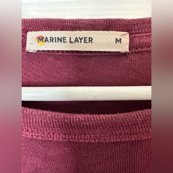 Marine Layer Deep Red Crew Neck Long Sleeve Tee Shirt - Picture 4 of 6
